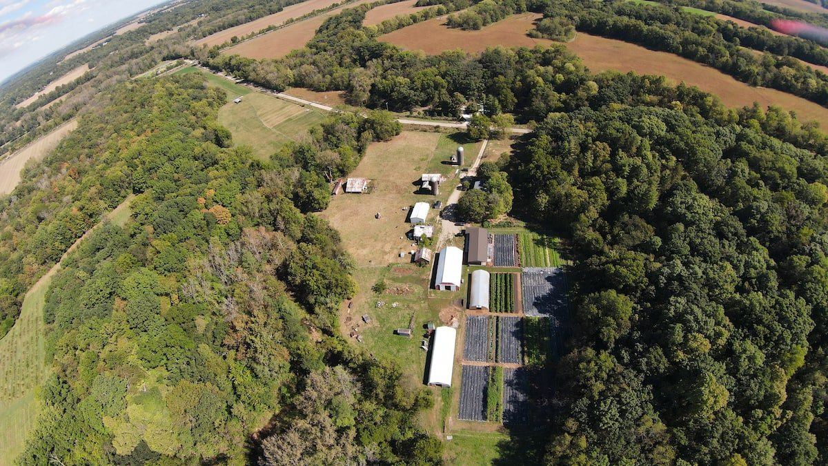 Aerial view of Hungry World Farm