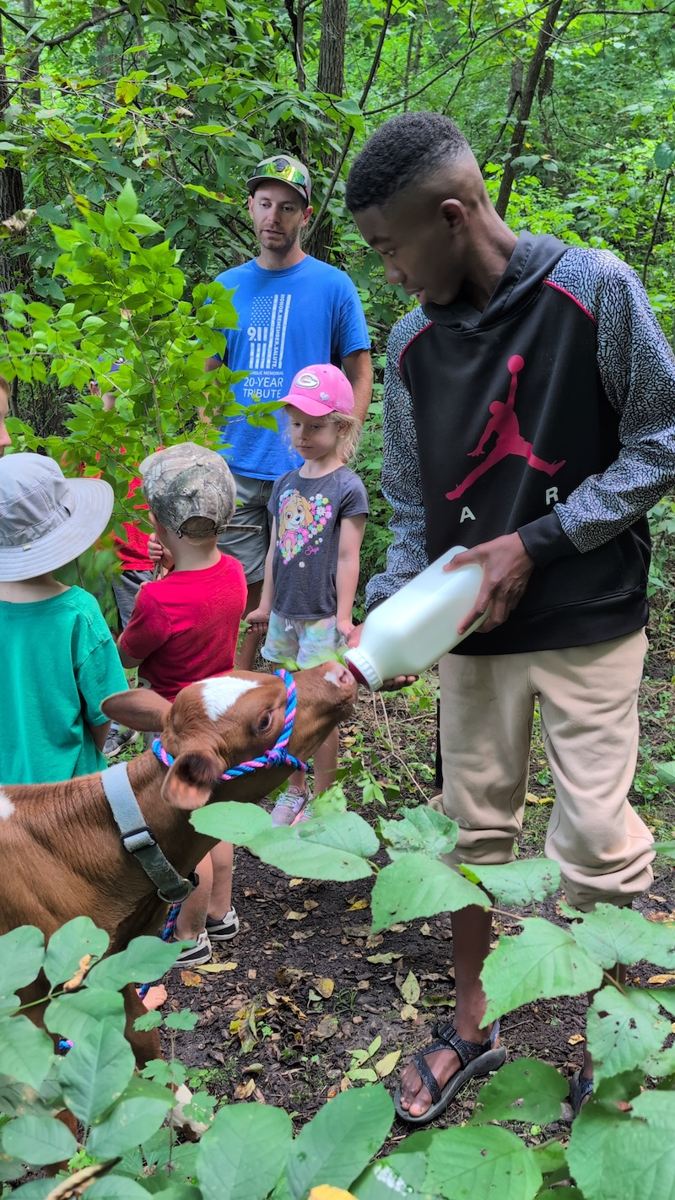 Children taking part in a farm learning experience at Hungry World Farm